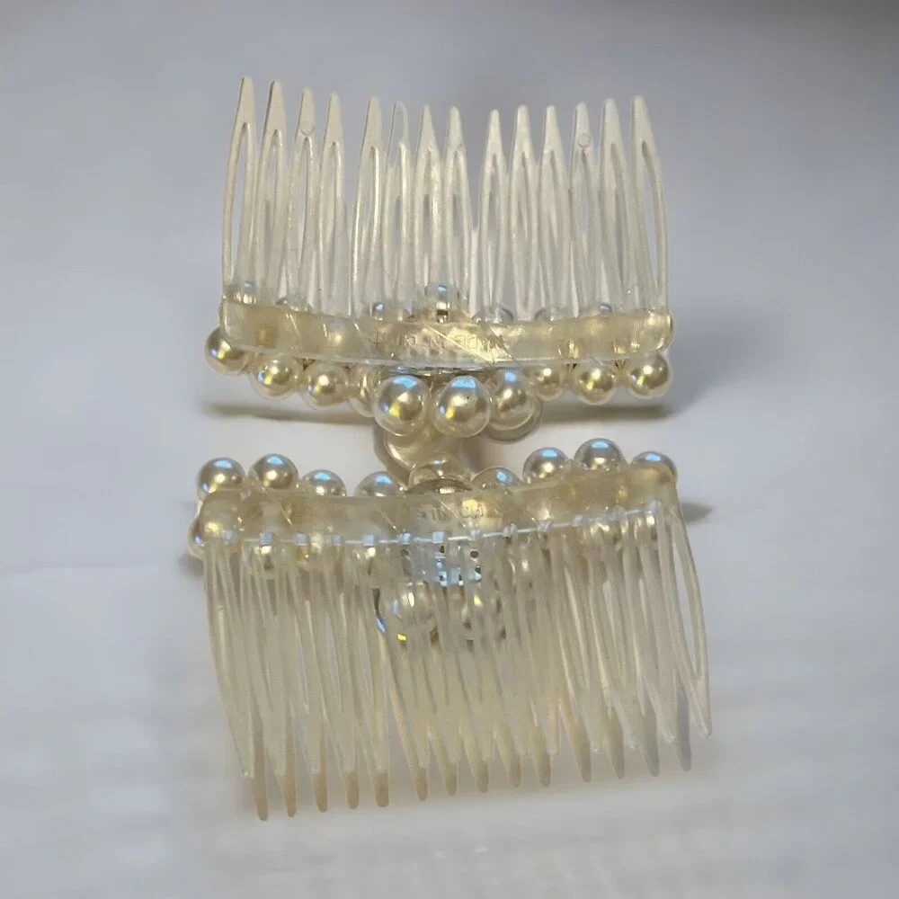 Pair 2 Creamy White Flower Faux Pearl Wedding Bridal Prom Hair Combs NEW